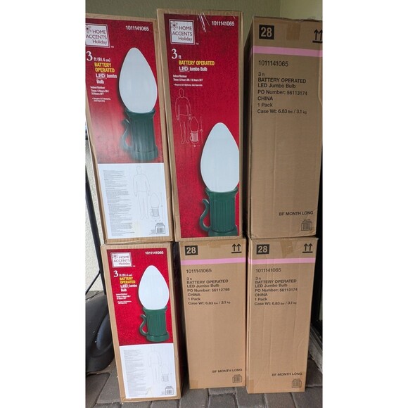 HOME ACCENTS HOLIDAYS Christmas 3 Ft Home Depot LED Jumbo Bulb BLUE - Picture 2 of 3